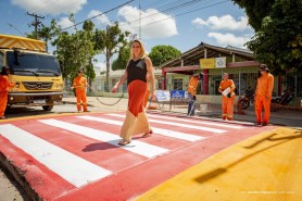 Faixa elevada no bairro Aparecida entra na fase de pintura levando segurança para a população