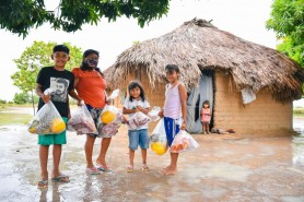 Alimentação escolar - Cerca de 3.800 alunos das creches e áreas rurais foram beneficiados com kits de hortifrútis e proteínas