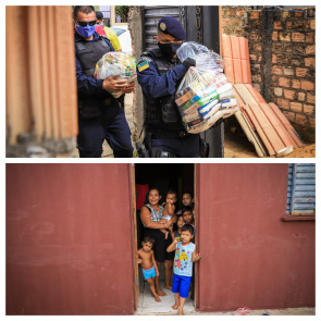 Solidariedade - Guardas municipais doam cestas básicas a famílias carentes de Boa Vista