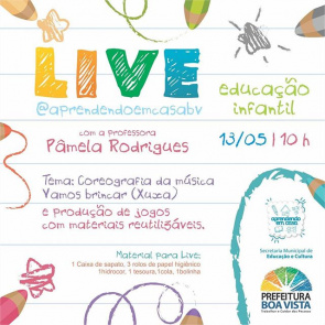 @AprendendoemcasaBV - Hora do Recreio vai ensinar coreografias e produção de jogos infantis