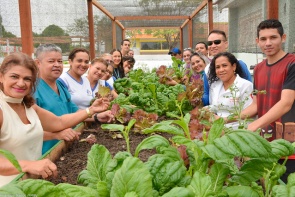 UBS Olenka Macellaro - Servidores e voluntários fazem primeira colheita do projeto “Hortas Comunitárias”   